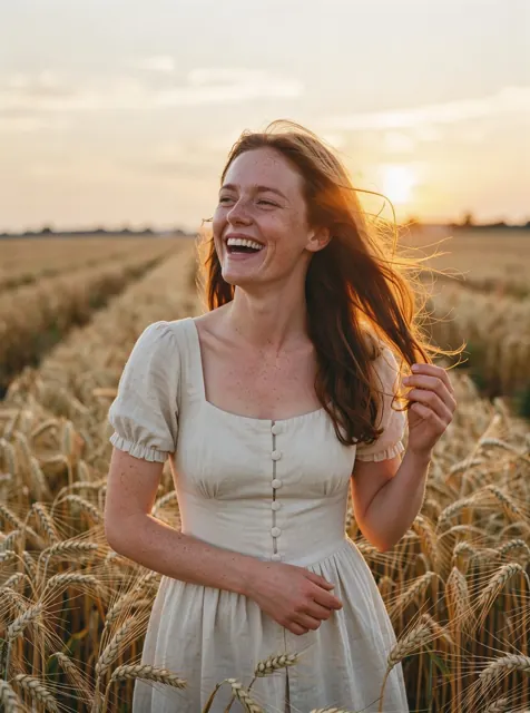 SI image generator example: golden hour portrait made with Flux 3
